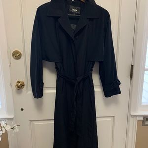 Utex Long Black Rain/Trench Coat Size 12